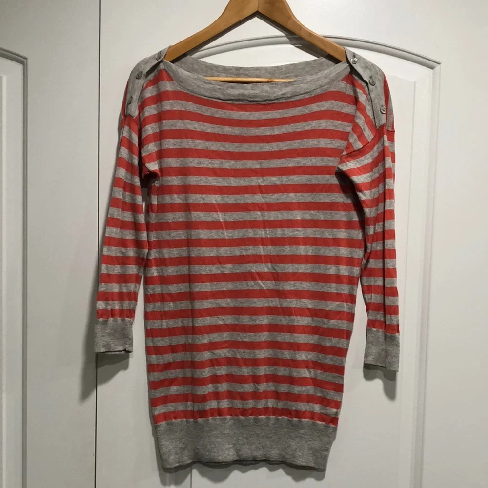 J. CREW Pima Cotton Striped Boatneck Sweater